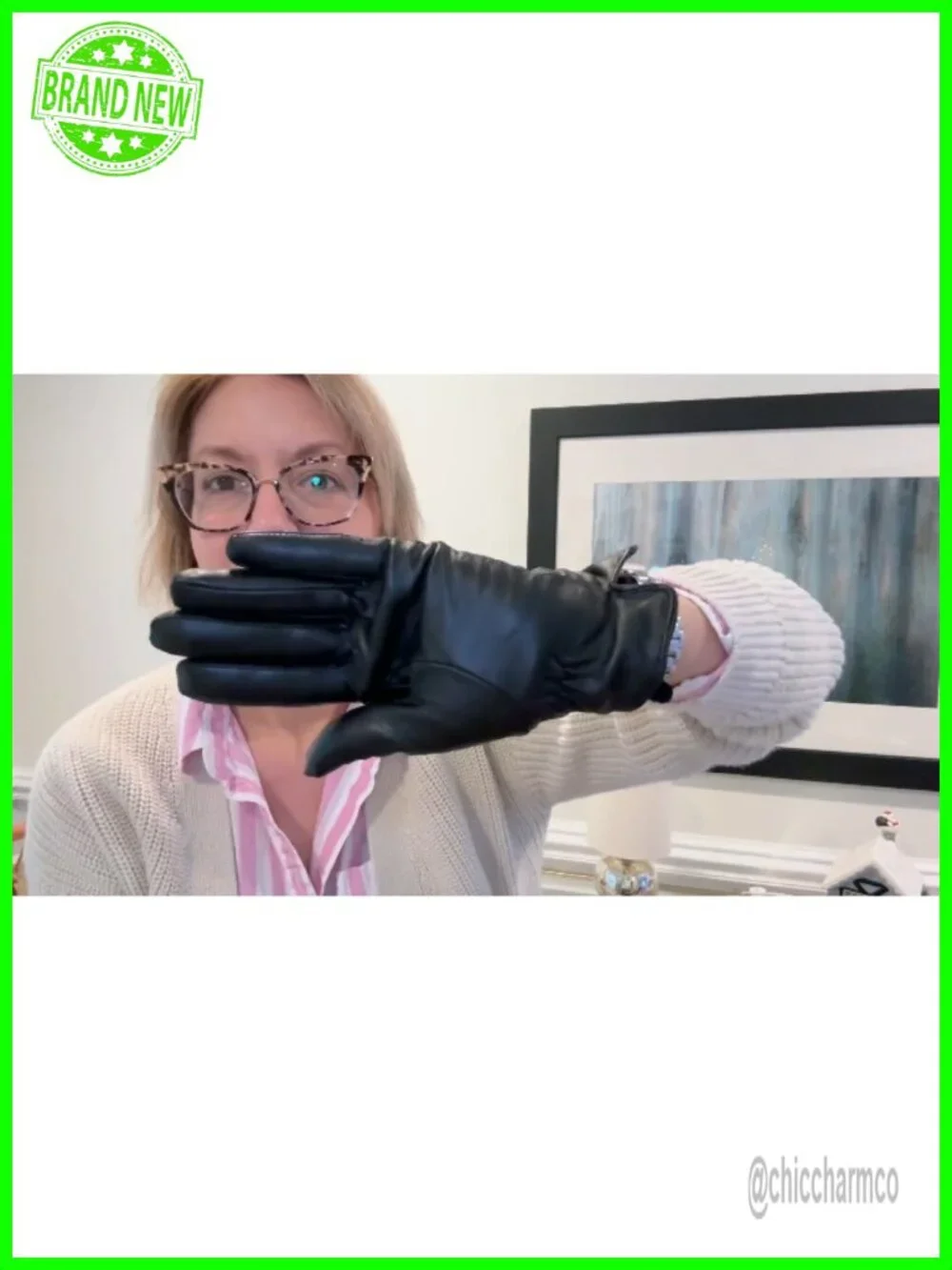 Genuine Lambskin Leather Touchscreen Winter Driving Gloves Cashmere Lined